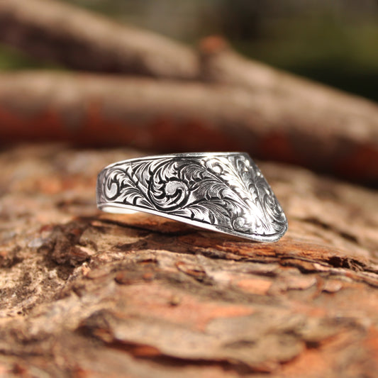 Kalem İşçilikli Zihgir Modeli 925 Ayar Gümüş Kaplama Erkek Yüzük